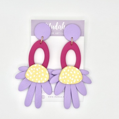 Madalena - lilás, rosa e padrão amarelo manteiga com branco