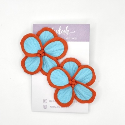 Flor grande - turquesa e terracota