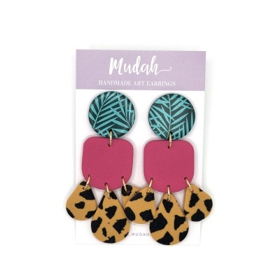 Isabel - padrão folhas, rosa e padrão amarelo e preto