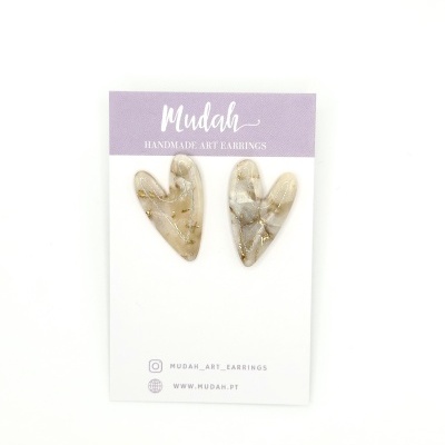 Corações pequenos - marmoreado pérola