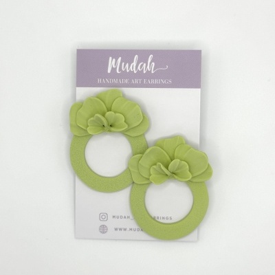 Brincos flor - verde lima