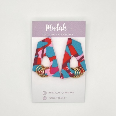 Bea - padrão turquesa, rosa e vermelho