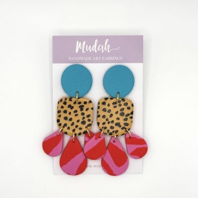 Isabel - turquesa, padrão leopardo e rosa