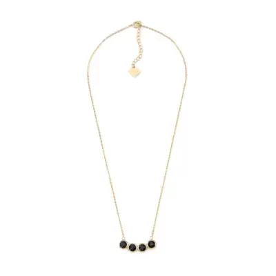 Colar Aço com Pedras Pretas