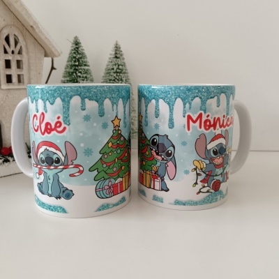 Caneca Stitch Natal azul