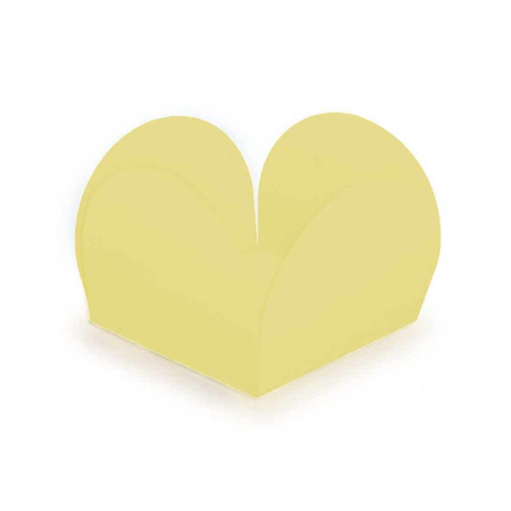 Caixa de papel amarelo claro com quatro lados arredondados