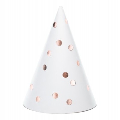 Party Hats Dots White,16cm,pk/6