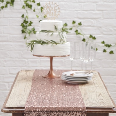 Corredor de Mesa Rose Gold Sequin 2.75mx 30cm