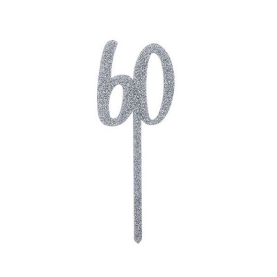 Cake Topper Acrilico - 60 Silver
