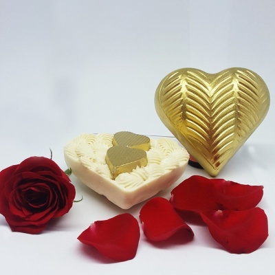 Forma Chocolate Especial 3 Partes - Coração Textura Plumas