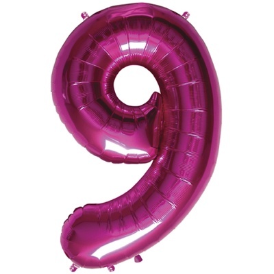 Balão metálico número 9 cor de rosa