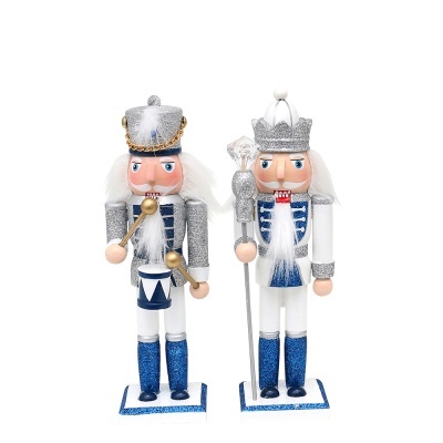 Nutcracker Glitter White / Blue, 18cm