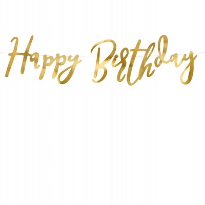 Banner Happy Birthday, Gold 16.5x62cm