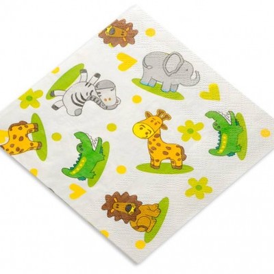 Guardanapos Animais Selva ,pk/20