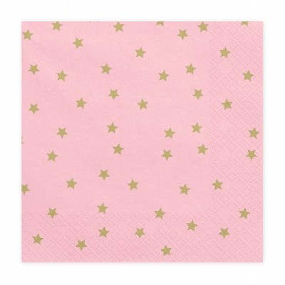 Guardanapos Rosa Estrelas,33*33,pk/20
