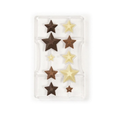 Estrelas de chocolate em embalagem transparente
