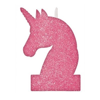 Vela Glitter Rosa Unicornio