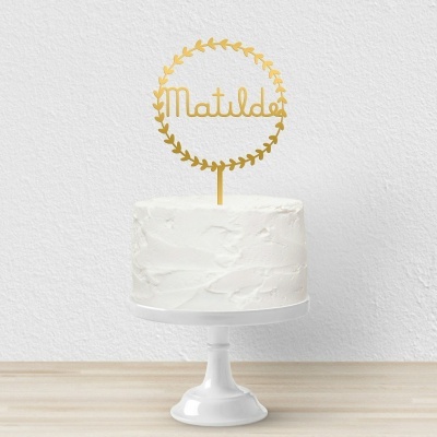 Topo Bolo Acrilico Nome Com Moldura