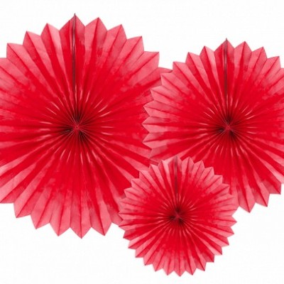 Leques Decorativos Vermelho,pk/3