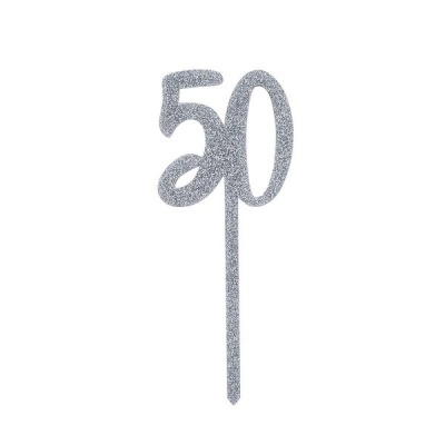Cake Topper Acrilico - 50 Silver