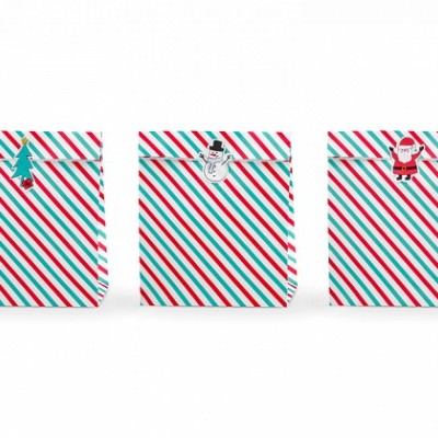 Gift Bags Merry Christmas Stripes,pk/3