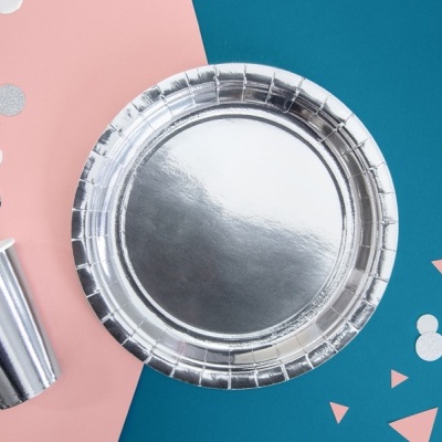 Pratos Prateados 23cm,pk/6