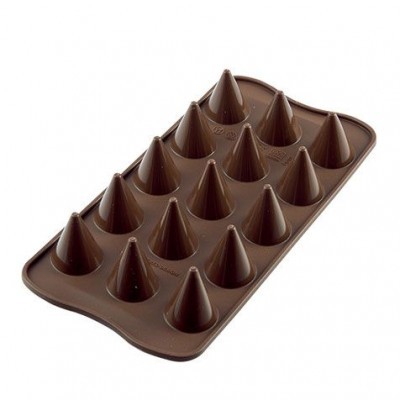 Forma de silicone castanha com 15 cones para doces ou gelo