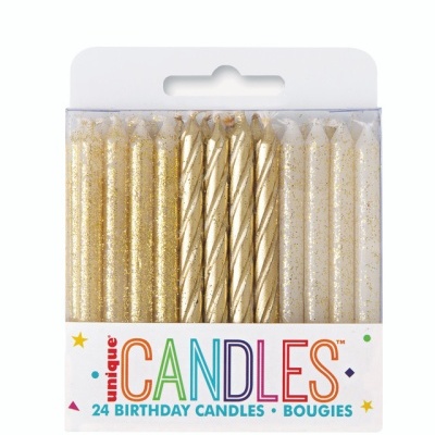 Velas Glitter & Gold, pk/24