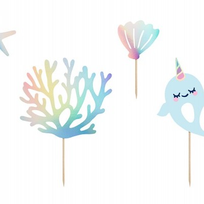 Cake Topper Narwhal, pk/4
