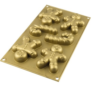 Molde Silicone Gingerbread Man & Candy Cane