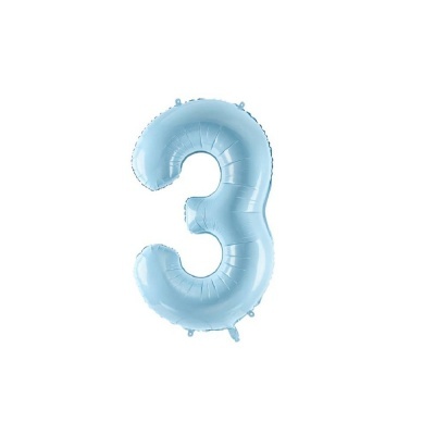 Balão metálico azul claro número 3