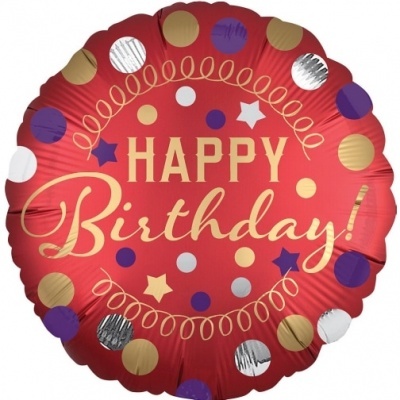 Balão Std Birthday Red Satin