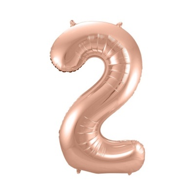 Balão rosa dourado em forma do número 2