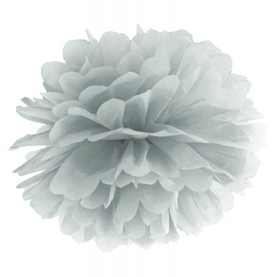 Pompom Papel Prateado 25cm