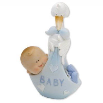 Topo Bolo Bebe Na Cegonha 90mm - Azul