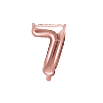 Balão metálico cor de rosa em forma do número 7