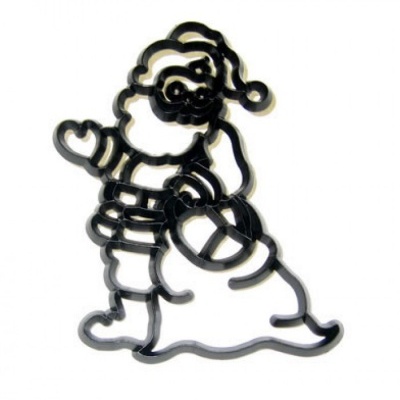 Cortador de bolachas em metal preto com forma de Pai Natal