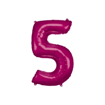 Balão metálico rosa número 5