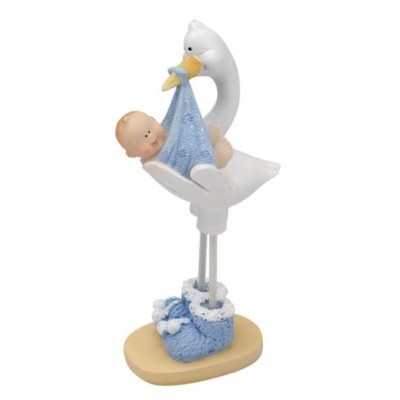 Topo Bolo Cegonha Bebe Azul  50 x 30 x 100mm