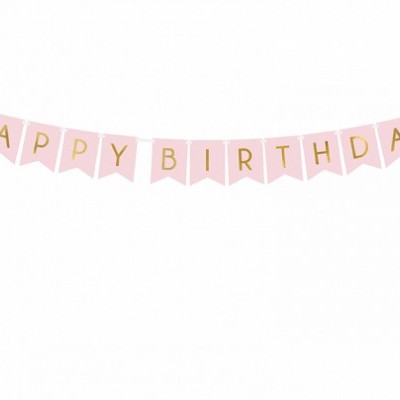 Banner Happy Birthday, Rosa Claro