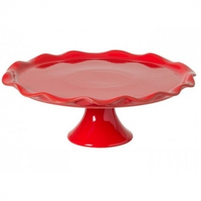 Prato Pé Cerâmica - Vermelho 33cm