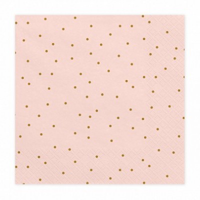 Guardanapos Dots Rosa/Dourado,pk/20