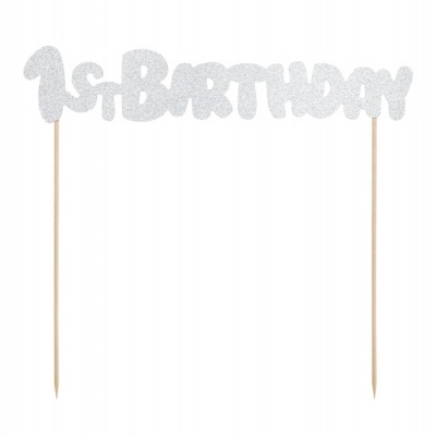 Cake Topper 1fst Birthday Silver