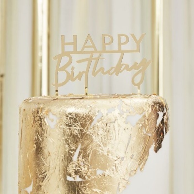 Cake Topper Gold Acrylic Happy Birthday