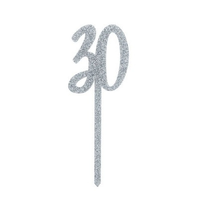 Cake Topper Acrilico - 30 Silver