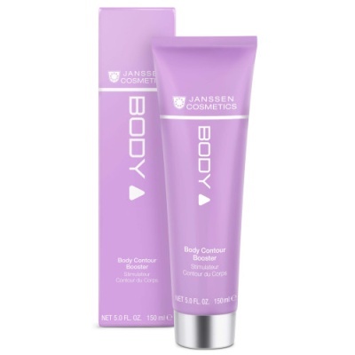 Tubo lilás do Body Contour Booster da Janssen Cosmetics com caixa ao lado