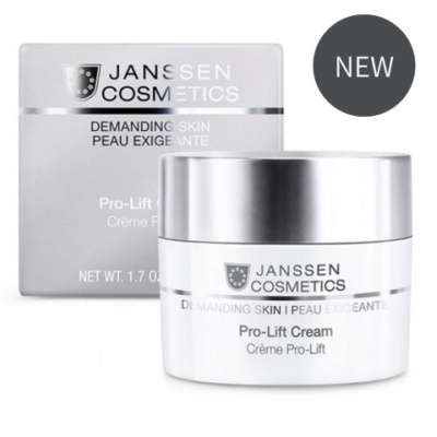 Creme facial Pro-Lift Janssen Cosmetics em embalagem branca e cinza com selo NEW