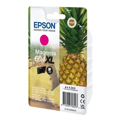 Cartucho de tinta Epson Magenta 604 XL com imagem de abacaxi