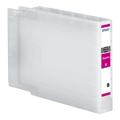 Cartucho de tinta Epson magenta M plástico transparente com etiqueta