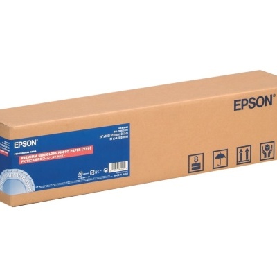 Embalagem castanha Epson com etiqueta azul e texto técnico.